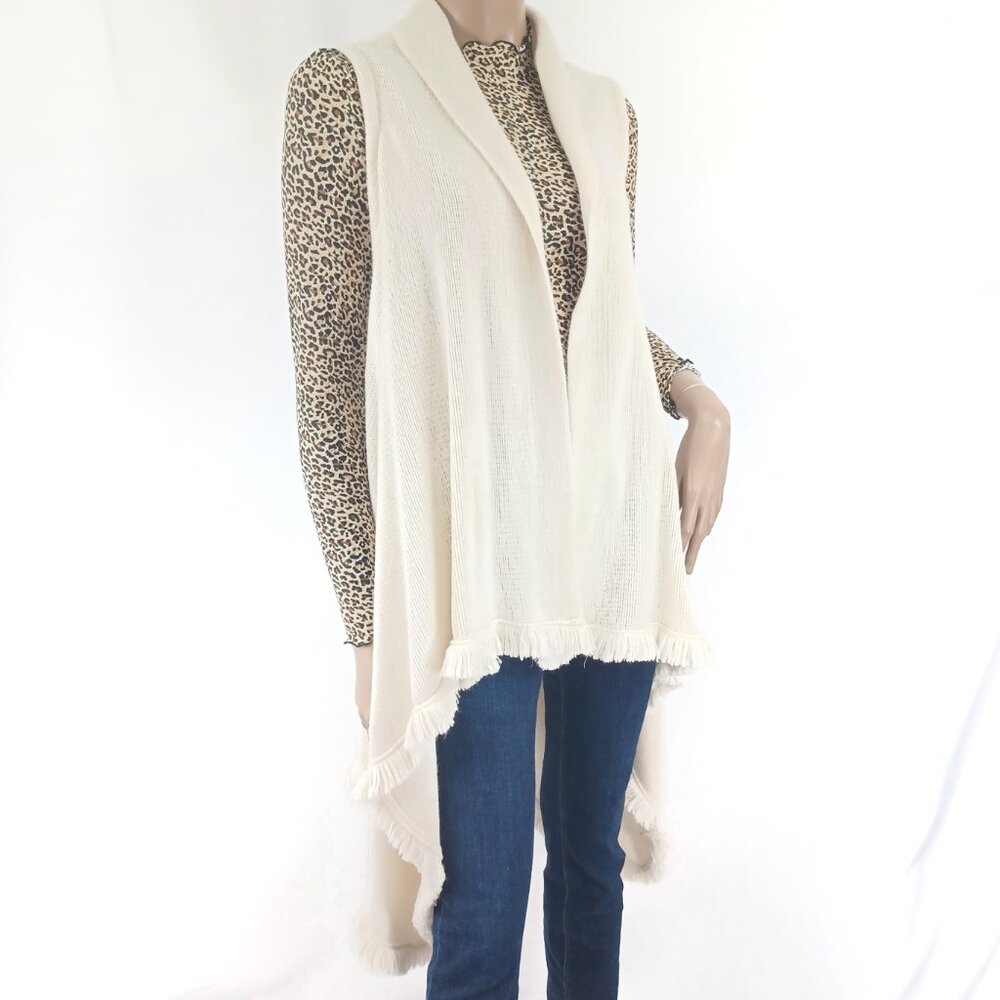 APT 9 Sweater Vest High Low Fringe Hem One Size S-L